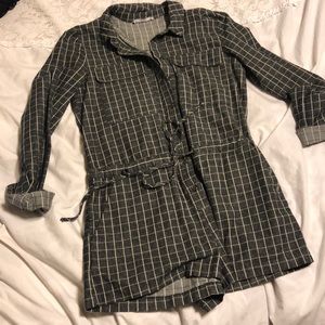 Striped collared romper